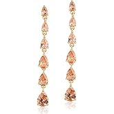 CZ Linear Earrings for Women Girls Sterling Silver Multi Teardrop Cubic Zirconia Crystal Simulated Diamond Rhinestone Long Bridal Dangle Drop Post Earrings for Wedding Prom Party Bride Bridesmaids