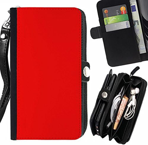 SHIMIN FOR APPLE IPHONE SE / 5 / 5S red color bright Zipper Wallet With Strap Card Holder Case Cover