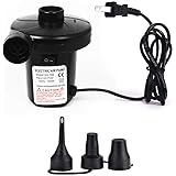 Electric Air Pump, Portable Air Pump Quick-Fill Inflator Deflator with 3in1 Nozzle Adapter for Air Mattresses Airbeds Boats S