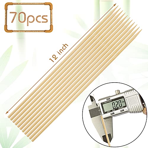 HANSGO BBQ Bamboo Skewers, 12 Inch Wooden Barbecue Skewers for Assorted Fruits, Caramel Apple, Kebabs, Grill, Marshmallow Roasting,70PCS