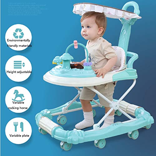 2 in 1 Walk & Rock Baby Walker Rocker and Entertainer,Baby Go Round Twist Walker,Baby Active Walker with Wheels for Boys and Girls ï¼ŒAge 6-18 Months (Color : Green)