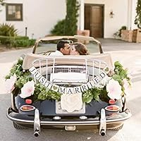 Just Married Banner Car Decorations Gold Glitter Just Married