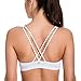 CRZ YOGA Women's Low Impact Strappy Sports Bra - Low Cut Wirefree Padded Yoga Bra Criss Cross Back White X-Large