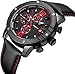 Mens Black Leather Wrist Watch - VOEONS 2017 Analog Quartz Chronograph Classical Casual Big Watch for Men, Teens, Waterproof, 2-Year Quality Warranty