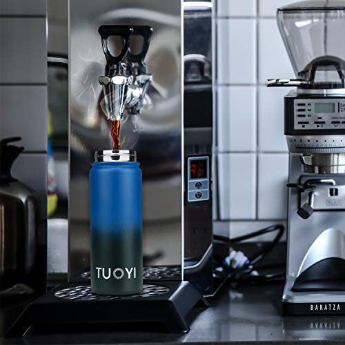 TUOYI Insulated Water Bottle BPA Free Leak-Proof Cap Double Vacuum Stainless Steel Portable Sports Water Bottle with Straw Keeps Water Stay Cold for 24 Hours, Hot for 12 Hours (Deep Blue 40oz)