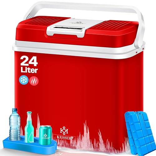 KESSER® 24 Liter Kühlbox | KÜHLT und WÄRMT | Thermo-Elektrische Kühlbox | inklusive 2X Kühlakku & Getränkehalter | 12 Volt und 230 Volt | Mini-Kühlsch