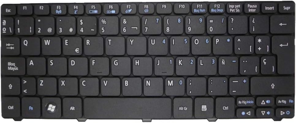 Laptop Keyboard for ACER Aspire One D255 9Z.N3K82.Q0S AEZH9P00010 KB.I100A.080 Spain SP Black