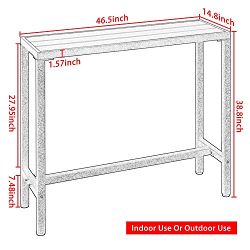 Mr IRONSTONE Outdoor Bar Table 46.5” Pub Height Dining Table Bistro Patio Table with Waterproof