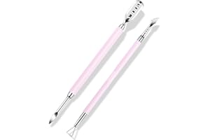 NXJ INFILILA Cuticle Pusher and Cuticle Cutter, 2Pcs Pink Cuticle Pusher Tool Stainless Triangle Cuticle Peeler Scraper Manicure Pedicure Tools Cuticle Remover Kit for Nail Care