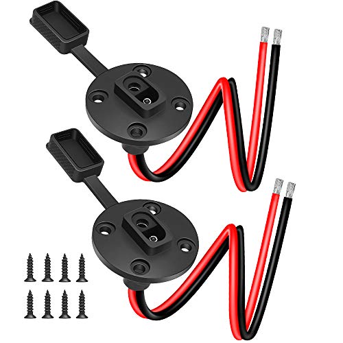 SAE Connector, Electop Solar Weatherproof SAE Socket Sidewall Port, SAE Cable Quick Connect Panel Mount Universal Flush-Mountable Connector for Solar Generator Battery Charger with 8 Screws(2 Pack)