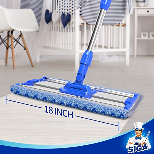 MR.SIGA 18" Professional Microfiber Mop for Floor Cleaning, Stainless