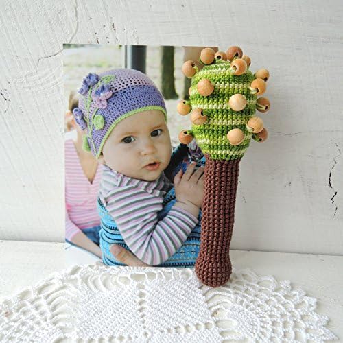 Baby Rattle Tree, Teething Toy, Cotton Yarn, Wooden Bead