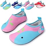 L-RUN Kid's Quick-Dry Barefoot Water Skin Shoes Aqua Socks for Surf Pool Yoga Beach Swim Exercise Pink