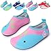 L-RUN Kid's Quick-Dry Barefoot Water Skin Shoes Aqua Socks for Surf Pool Yoga Beach Swim Exercise Pink