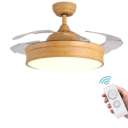 Yzpfsd Wooden Retractable Ceiling Fan 42 Inch With Three Change
