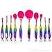 MixBeauty Professional 10 Pcs Oval Face Toothbrush Makeup Brushes Sets Countour Cream Powder Concealer Blush Cosmetic Foundation Brush (Rainbow)