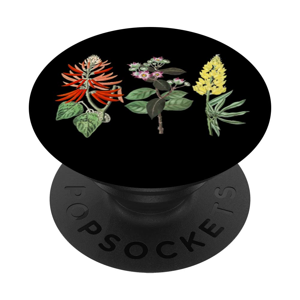Garden Flowers Retro Black PopSockets Swappable PopGrip