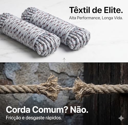 Kit 2 Cordas Varal Multiuso 20m Cada Nylon Alta Resistencia Para Camping Amarracao Escalada Corda Textil