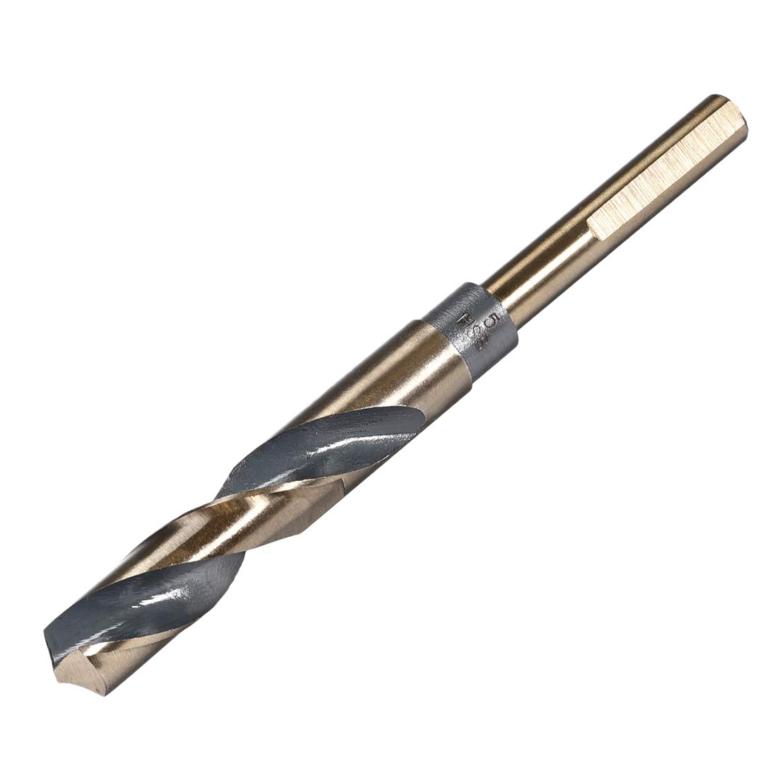 sourcing map Reduced Shank Twist Drill Bits 15mm Black Nitride & Gold Titanium Coated High Speed Steel 4341 with 10mm Shank for Stainless Steel Alloy Metal Plastic Wood