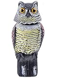Ohuhu Horned Owl Pest Deterrent Rotating Head Scarecrow Pest Control Repellents Owl Decoy