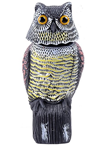 Ohuhu Horned Owl Decoy with Tweet, Light-control System Natural Enemy Pest Deterrent Scarecrow with Rotating Head Pest Control Repellents Ohuhu Horned Owl Decoy with Tweet, Light-control System Natural Enemy Pest Deterrent Scarecrow with Rotating Head Pest Control Repellents