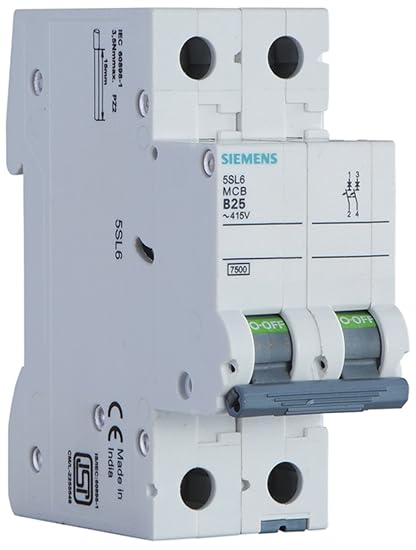 Siemens 32A 2 Pole Miniature Circuit Breaker (White, 1-Piece, 5SL62327RC)