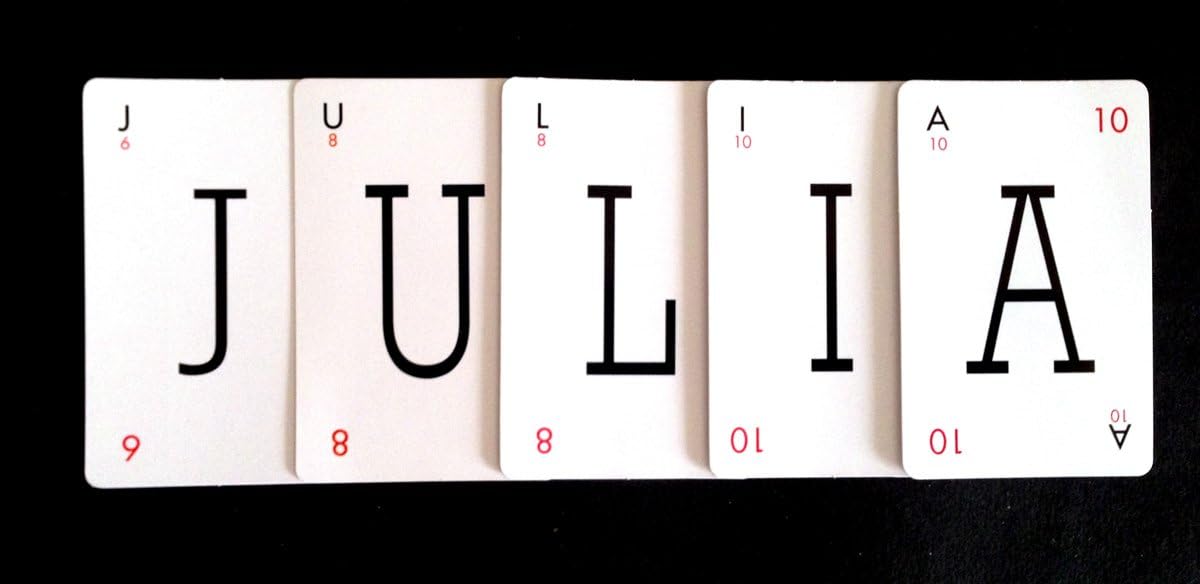 JULIA - VINTAGE LEXICON STYLE LETTER PLAYING CARDS - CREATE YOUR OWN PERSONALISED GIFT!