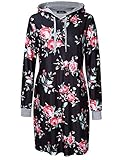 AMZ PLUS Plus Size Long Sleeve Floral Sweater Dress With Pocket Pullover Hoodies For Women
