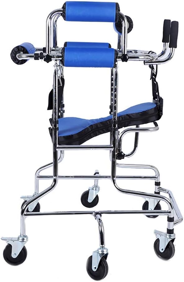 HJW Walking Aid Auxiliary Children Lower Limb Training and Rehabilitation Equipment/Rehabilitation Equipment/Standing Walk Stand/Walk Aid/Walker/Stand Frame with Seat Wheel,B