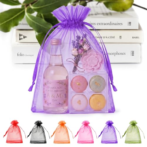 Purple Organza Drawstring Gift Bags