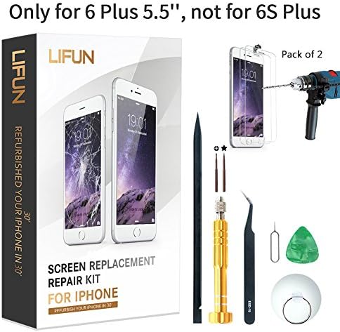 Screen Replacement for iPhone 6 Plus 5.5'' in White,Including All Tools,Instruction,2 Screen Protectors, Repair Kit With Digitizer LCD Touch Screen Frame Assembly (White, 5.5inch)