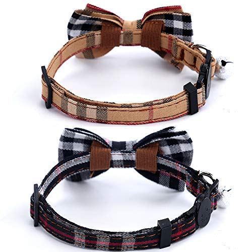 SuperBuddy Small Dog and Cat Collars Breakaway with Bell Bowtie, Adjustable Buckle Soft and Comforta - //coolthings.us