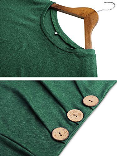 Aliex Women's Casual Tunic Top Long Sleeve Blouse T-Shirt Button Decor Green S - Thumbnail 6