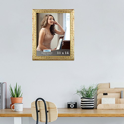 Icona Bay 11x14 Gold Picture Frame, French Baroque Style Photo Frame 11 x 14, Wall Mount or Table Top, Regency Collection