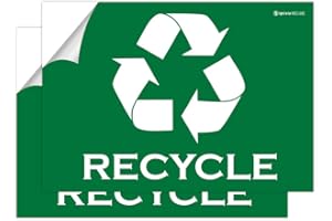 IGNIXIA Pack of 02 Recycle Sign Decals self Adhesive - Recycling Stickers Large 10 x 7 Inches Recycle Sticker for Trash can - Recycle Labels (Green)