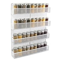 ESYLIFE 4 Tier Wall Mount Spice Rack Organizer Large Kitchen Spice Storage Shelf, White