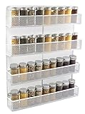 ESYLIFE 4 Tier Wall Mount Spice Rack Organizer Large Kitchen Spice Storage Shelf, White
