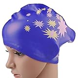 Eforstore 1pcs Waterproof Silicone Swimming Cap For Long Hair Women Perfact To Keep Thick Or Curly Hair Dry - Recreational Competitive And Fitness Swimmers - 6 Colours Available (Deep Blue)
