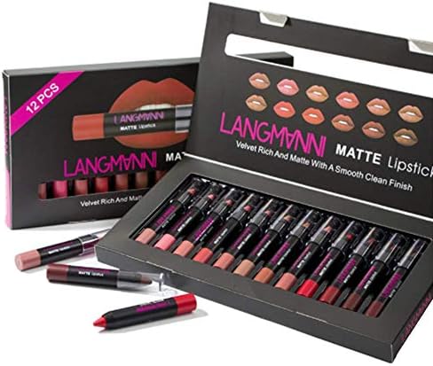 12 Pcs Matte Lipstick Set Moisturizing Lip Pen Long Lasting Lip Tint Nude Make Up Set Smooth Lip Set