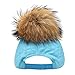 LITHER Women's Adjustable Baseball Cap Real Raccoon Fur Pompoms for Outdoor
