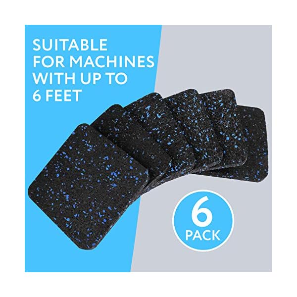 [6 Pack] Exercise Equipment Mat 4″ x 4″ x 0.5″ Pads Treadmill Mat for