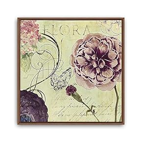 signwin Framed Canvas Wall Art Retro Flowers and...