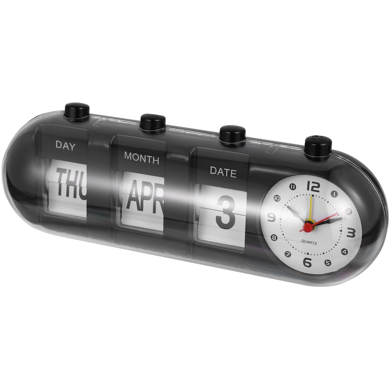 Homoyoyo Digital Alarm Clock Manual Calendar Clock Score Board Calendar Manual Alarm Clock, Clock with Digital for Home Office Desk Decor Month Date Display Calendar Perpetual Black Desk