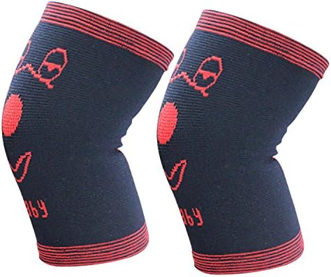 Kids Stretchy Cotton Knee Pads Brace Warp Sleeve For Kids Sport Dance (Black and Red, S)
