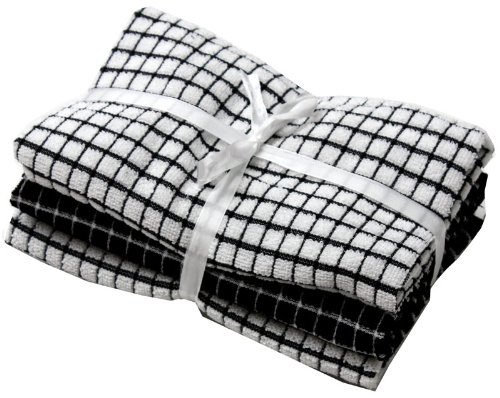 3 Pack - Mono Black/ White 40cm x 65cm 3 PACK EGYPTIAN TERRY TEA TOWEL
