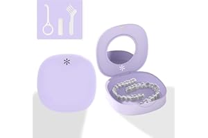 JOYSTOR Retainer Case with Vent Holes, and Mirror, Cute Slim Aligner Case Night Mouthguard Case, with Retainer Removal Tool, Chewie & Brush, for Women & Men, Purple