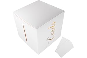 Mikikit Wedding Card Box White Paper Envelope Money Box with 10 Greeting Cards for Wedding Reception