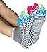 Deluxe Non Skid Anti Slip Full Toe Yoga Barre Pilates Socks with Grips for Men Women (3-Pair: Grey Full Toe, M: Shoe Size 6-8)