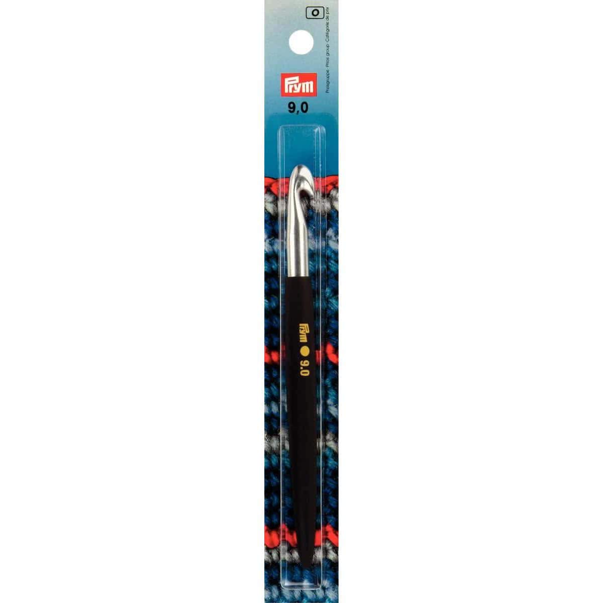 Prym Crochet Hook for Wool, Soft Aluminum, Silver, 9 mm, 14 cm Length