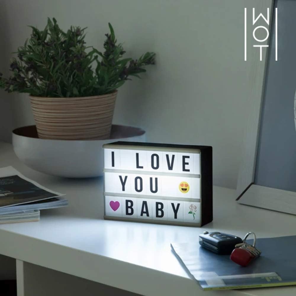 LED Cinematic Light Up Box With 60 Letters & Symbols Message Sign Board ...